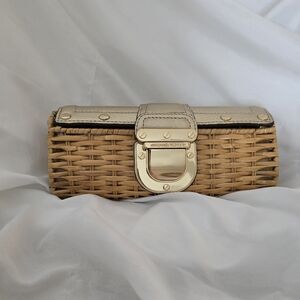Michael Kors Beige and Tan Woven Clutch
